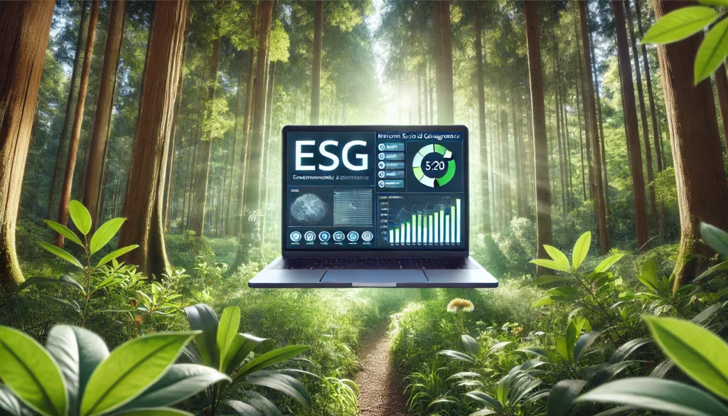 ESG-software computer i en skov